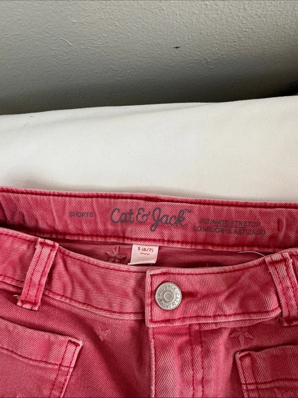Cat&Jack Girl’s Light Red Ultimate Stretch Shorts w/ White Rib Tank Top Sz S 6/7
